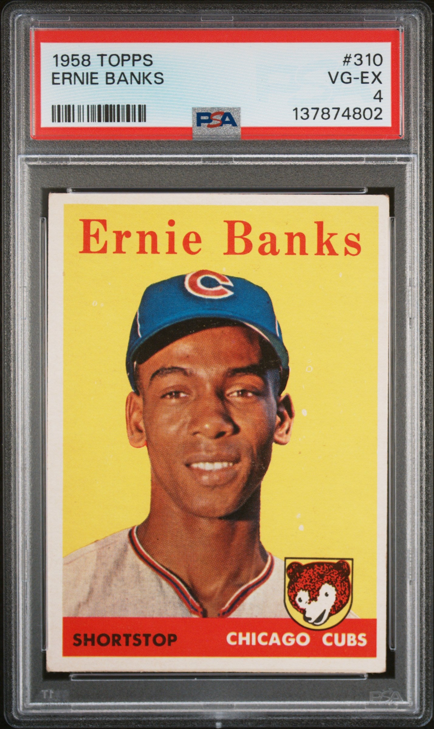1958 Topps #310 Ernie Banks PSA 4 SN 137874802