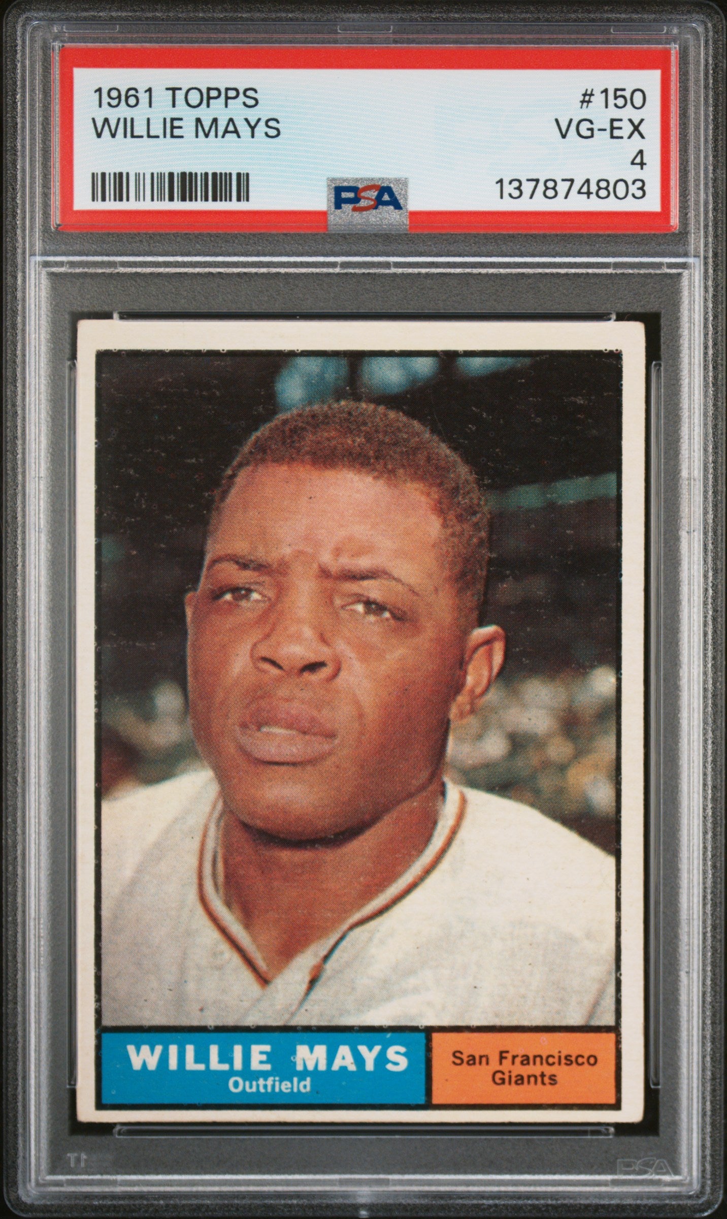 1961 Topps #150 Willie Mays PSA 4 SN 137874803