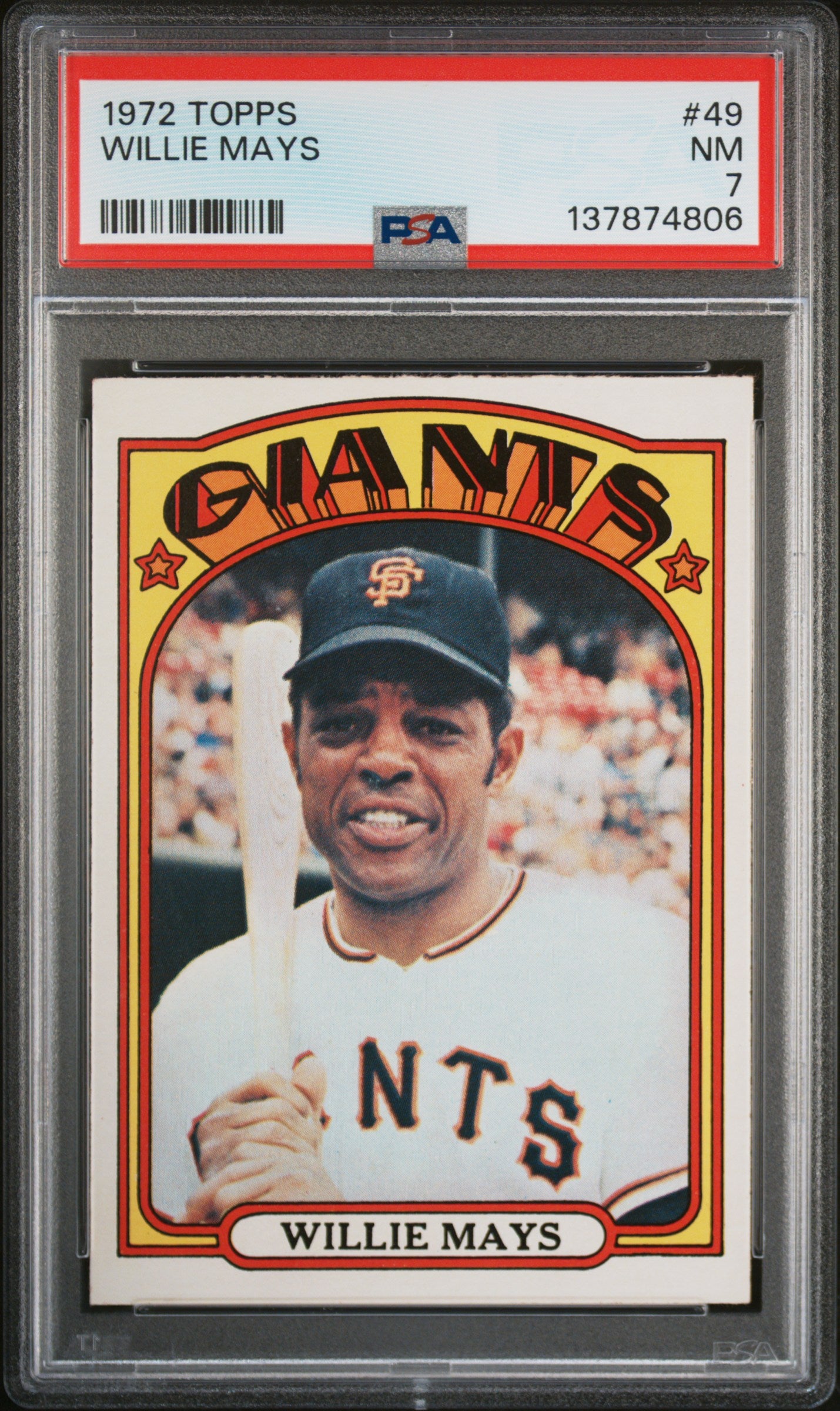 1972 Topps #49 Willie Mays PSA 7 SN 137874806