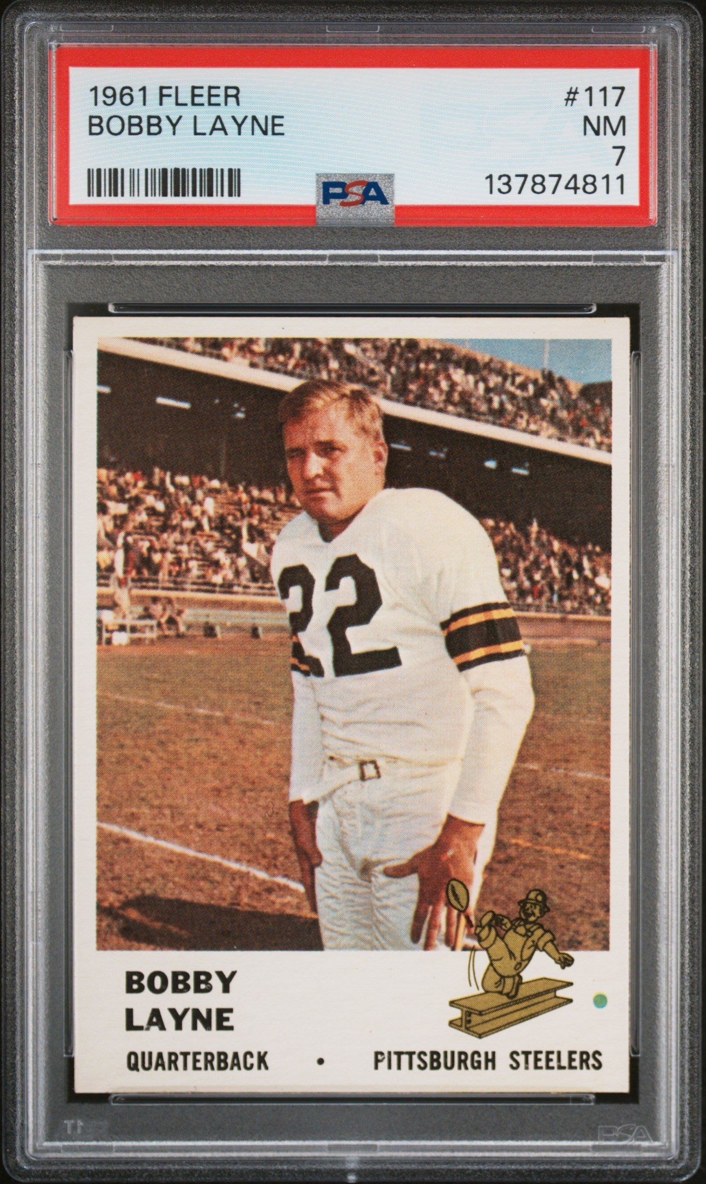 1961 Fleer #117 Bobby Layne PSA 7 SN 137874811