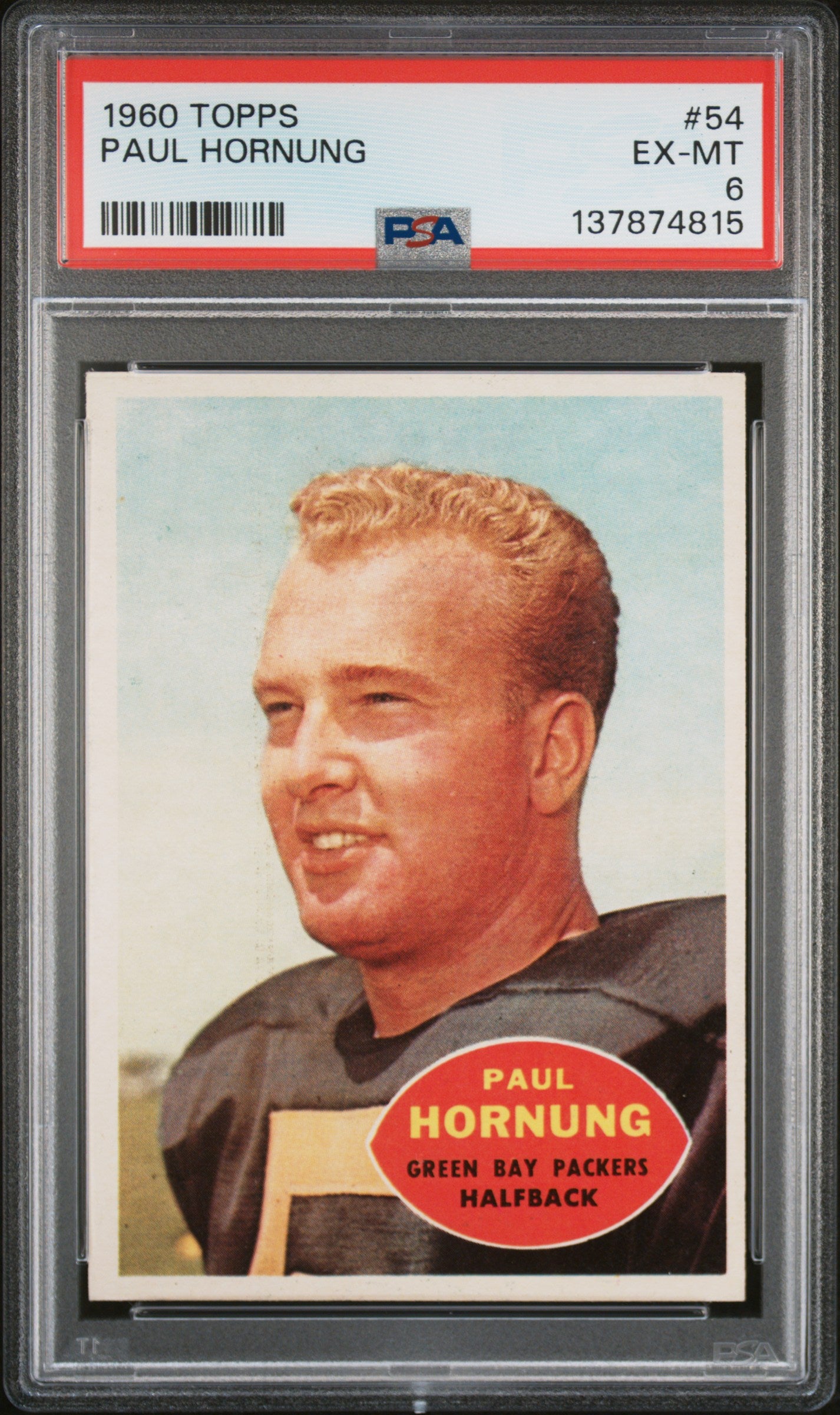 1960 Topps #54 Paul Hornung PSA 6 SN 137874815