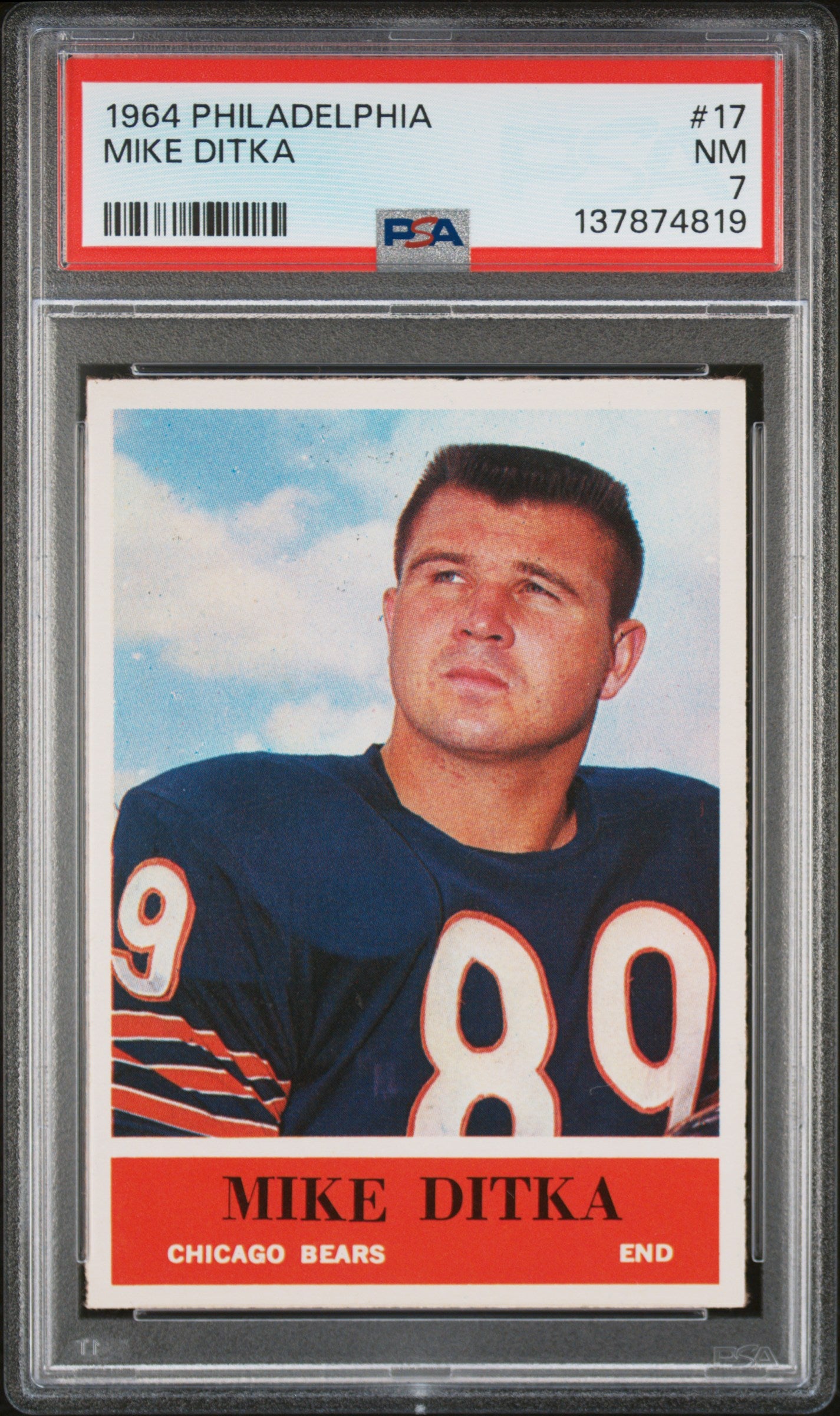 1964 Philadelphia #17 Mike Ditka PSA 7 SN 137874819