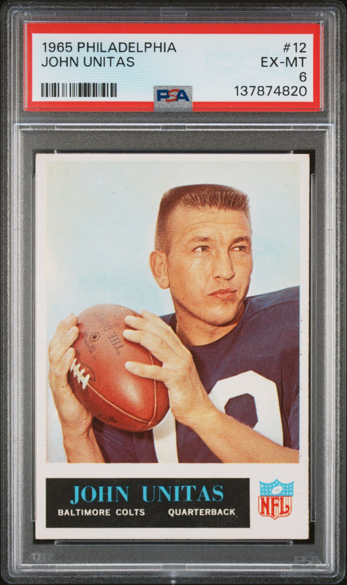 1965 Philadelphia #12 John Unitas PSA 6 SN 137874820