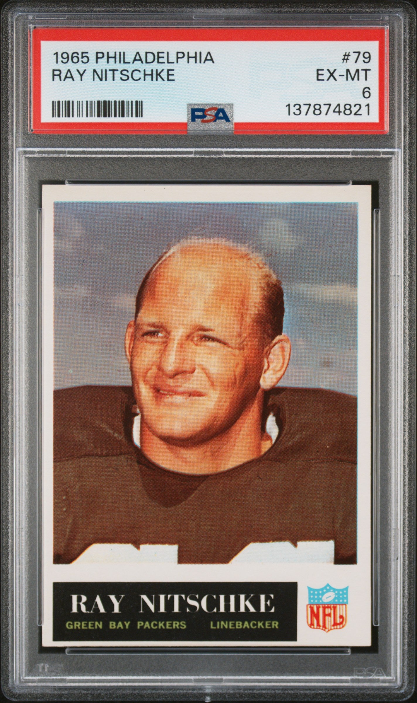 1965 Philadelphia #79 Ray Nitschke PSA 6 SN 137874821