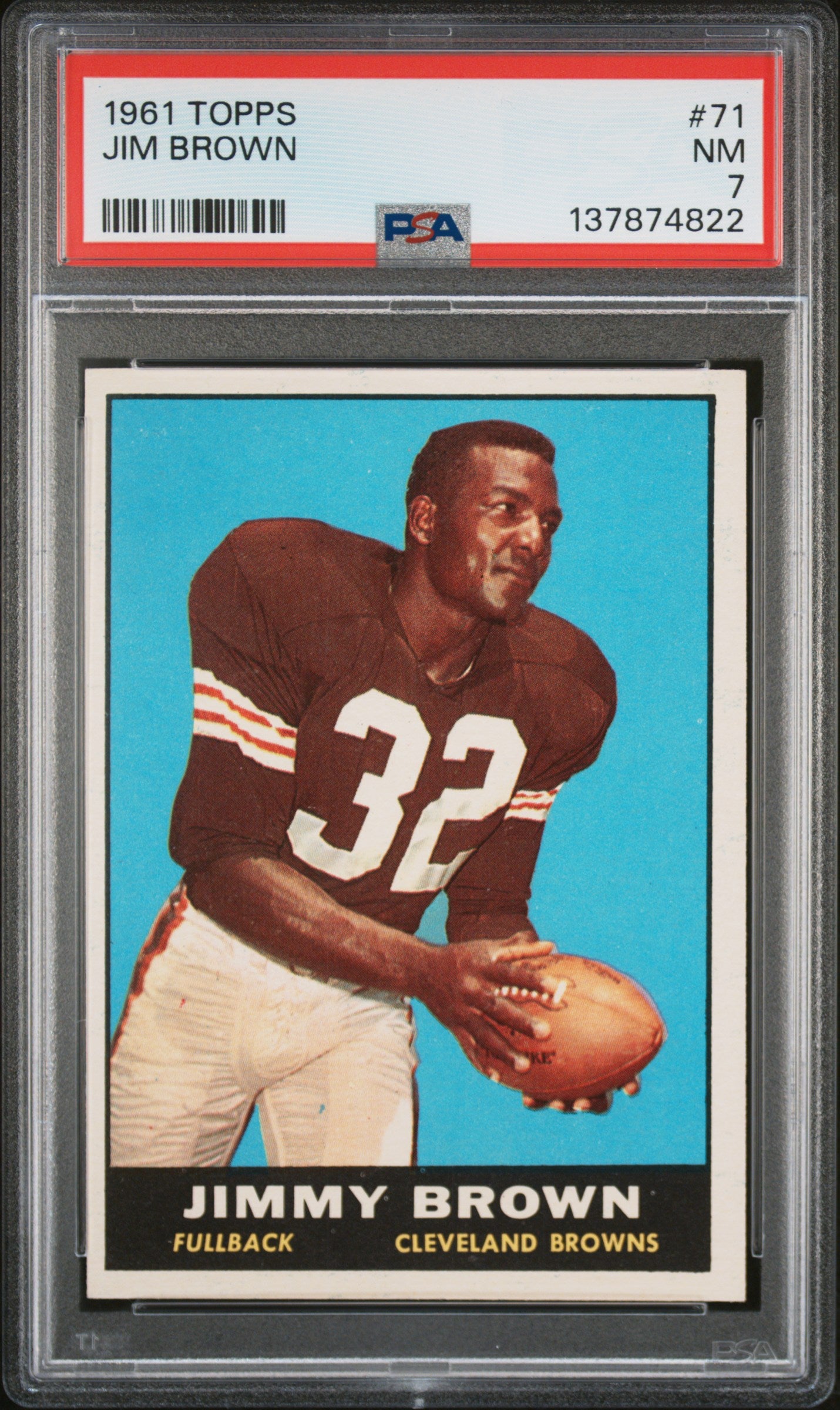 1961 Topps #71 Jim Brown PSA 7 SN 137874822