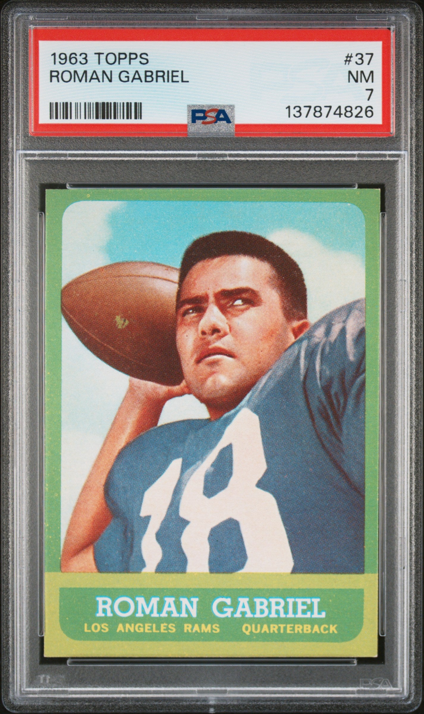 1963 Topps #37 Roman Gabriel PSA 7 SN 137874826