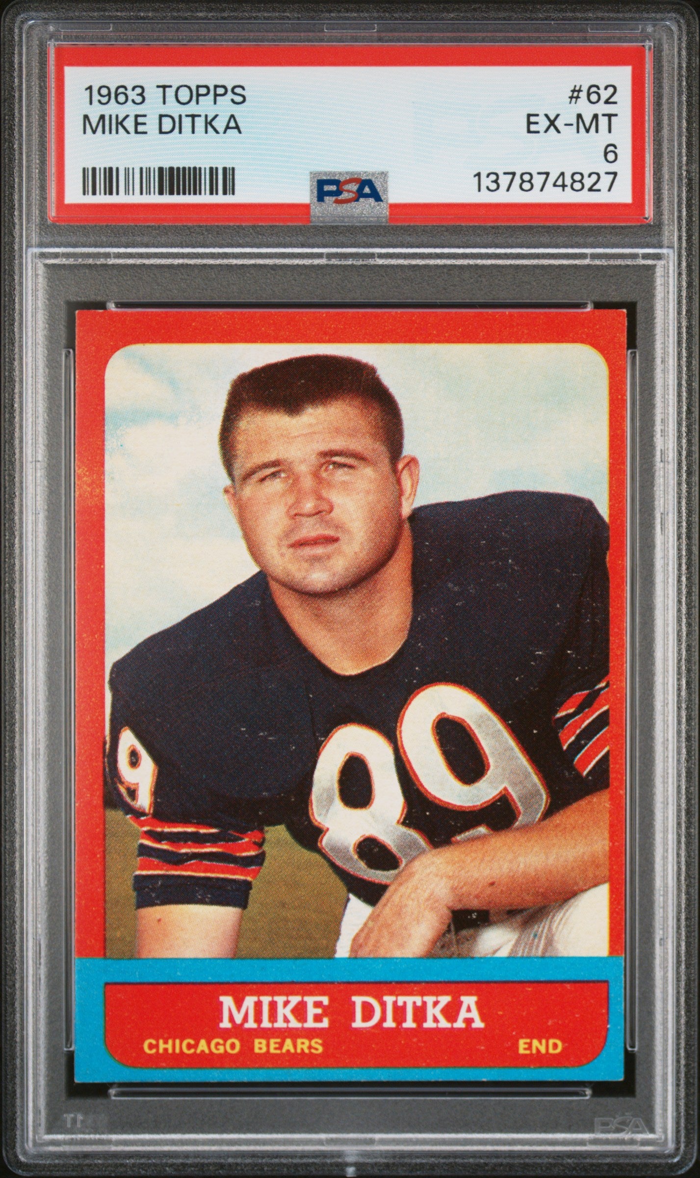 1963 Topps #62 Mike Ditka PSA 6 SN 137874827