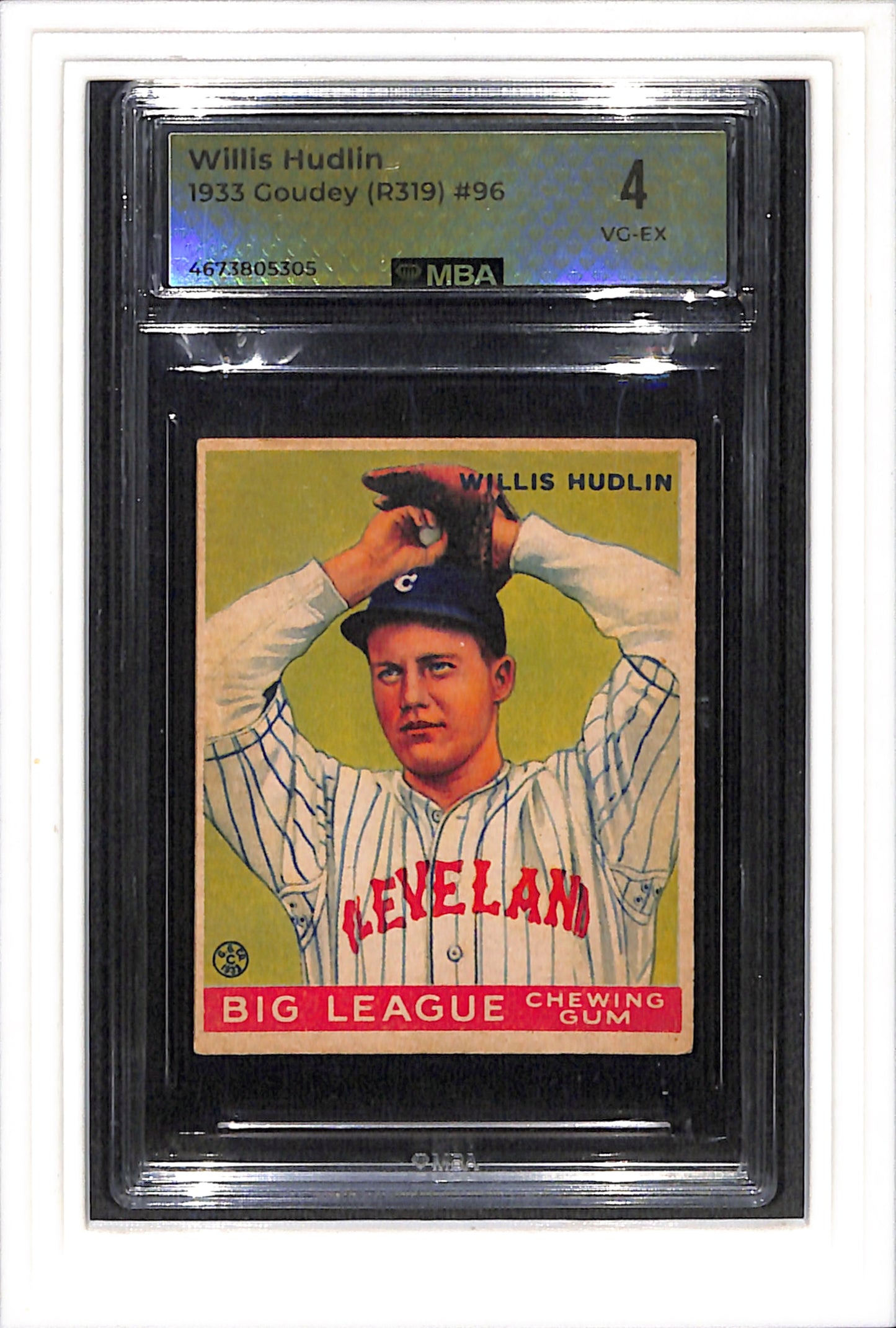 1933 Goudey (R319) #96 Willis Hudlin MBA 4 SN 4673805305