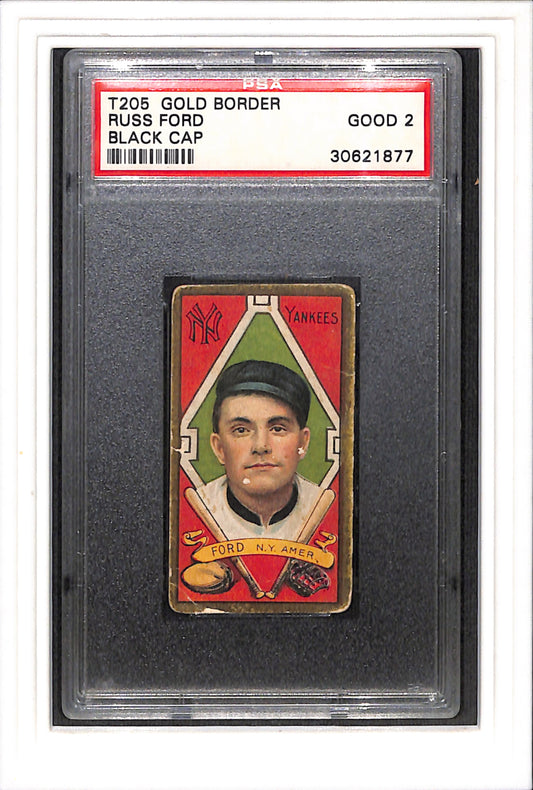 1911 T205 Gold Border Russ Ford Black Cap PSA 2 SN 30621877