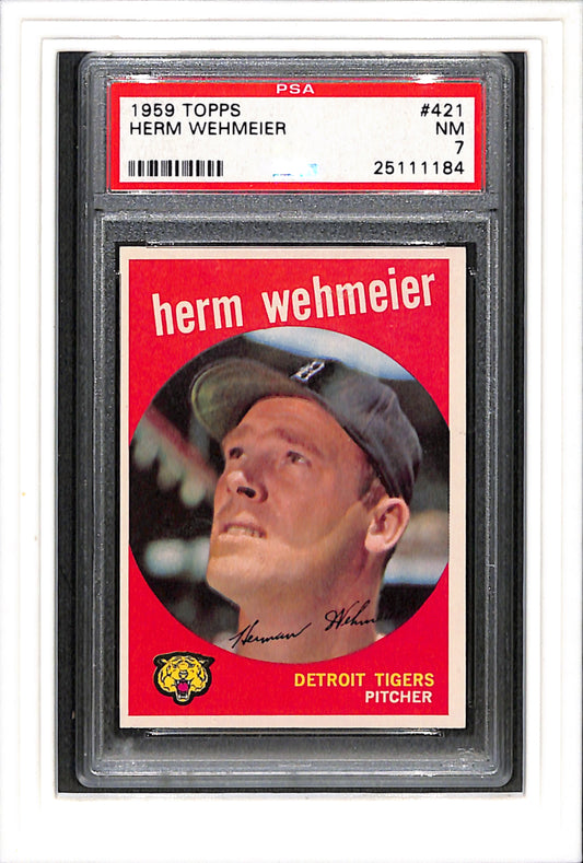 1959 Topps #421 Herm Wehmeier PSA 7 SN 25111184