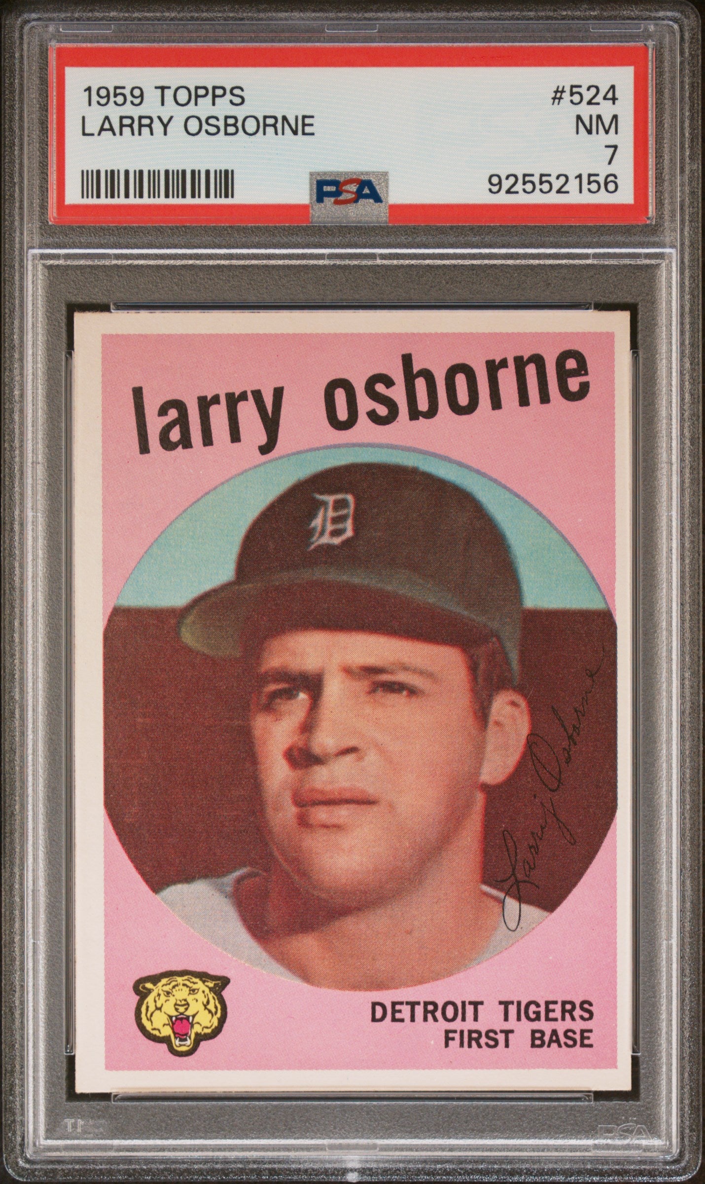 1959 Topps #524 Larry Osborne PSA 7 SN 92552156