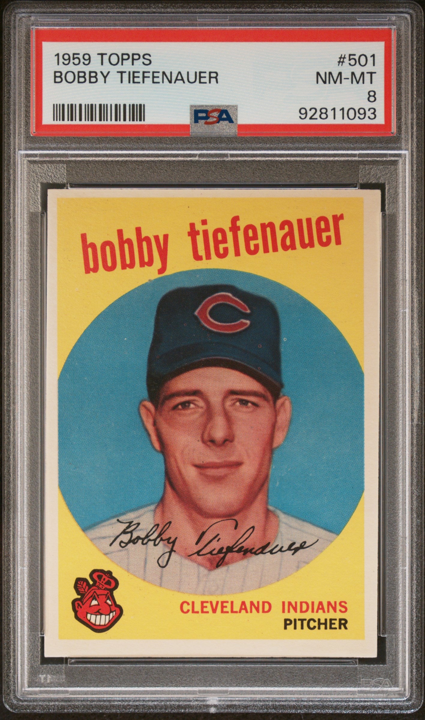 1959 Topps #501 Bobby Tiefenauer PSA 8 SN 92811093