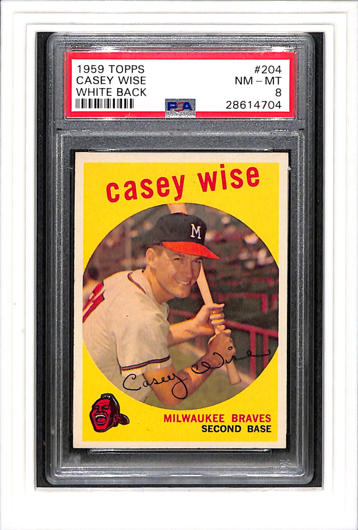 1959 Topps #204b Casey Wise PSA 8 SN 28614704