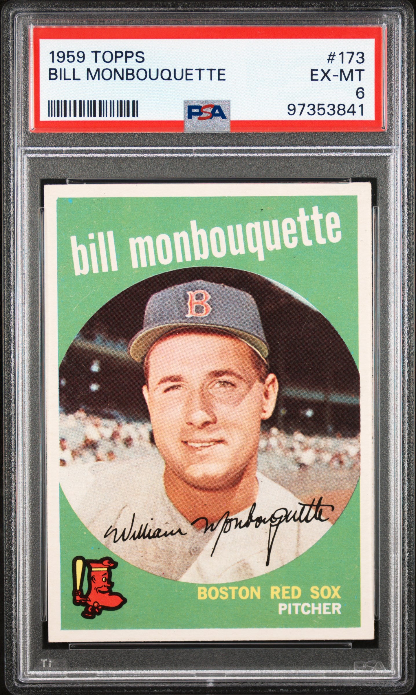 1959 Topps #173 Bill Monbouquette PSA 6 SN 97353841