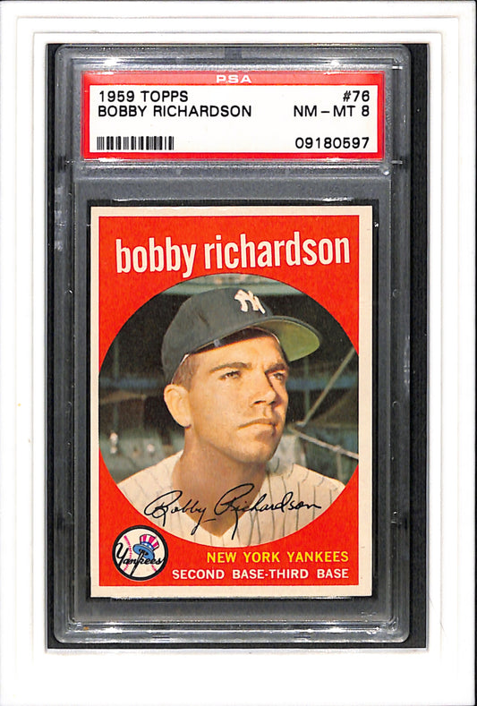 1959 Topps #76 Bobby Richardson PSA 8 SN 09180597