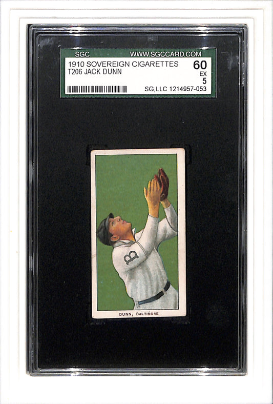 1909-11 T206 Sovereign 350 Jack Dunn SGC 5 SN 1214957