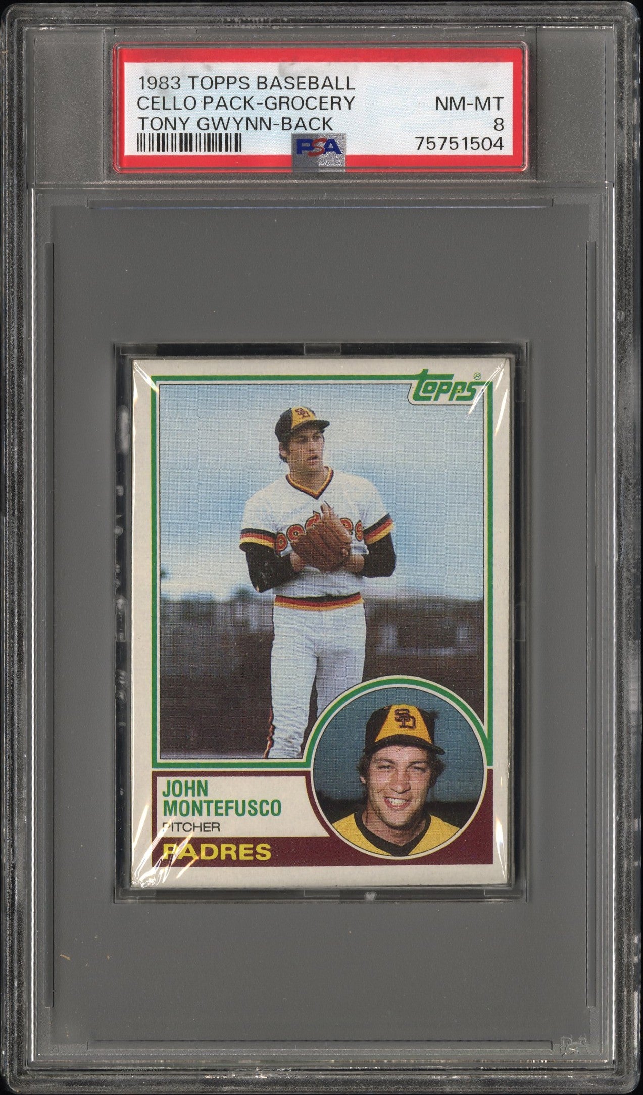 1983 Topps Baseball Cello Pack-Grocery Tony Gwynn-Back PSA 8 SN 75751504