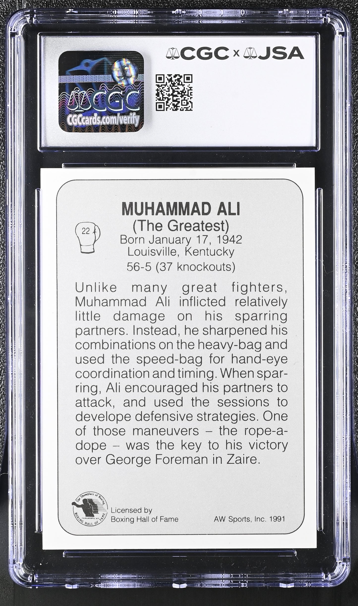 1991 All World #22 Muhammad Ali CGC 6 SN 6142658001