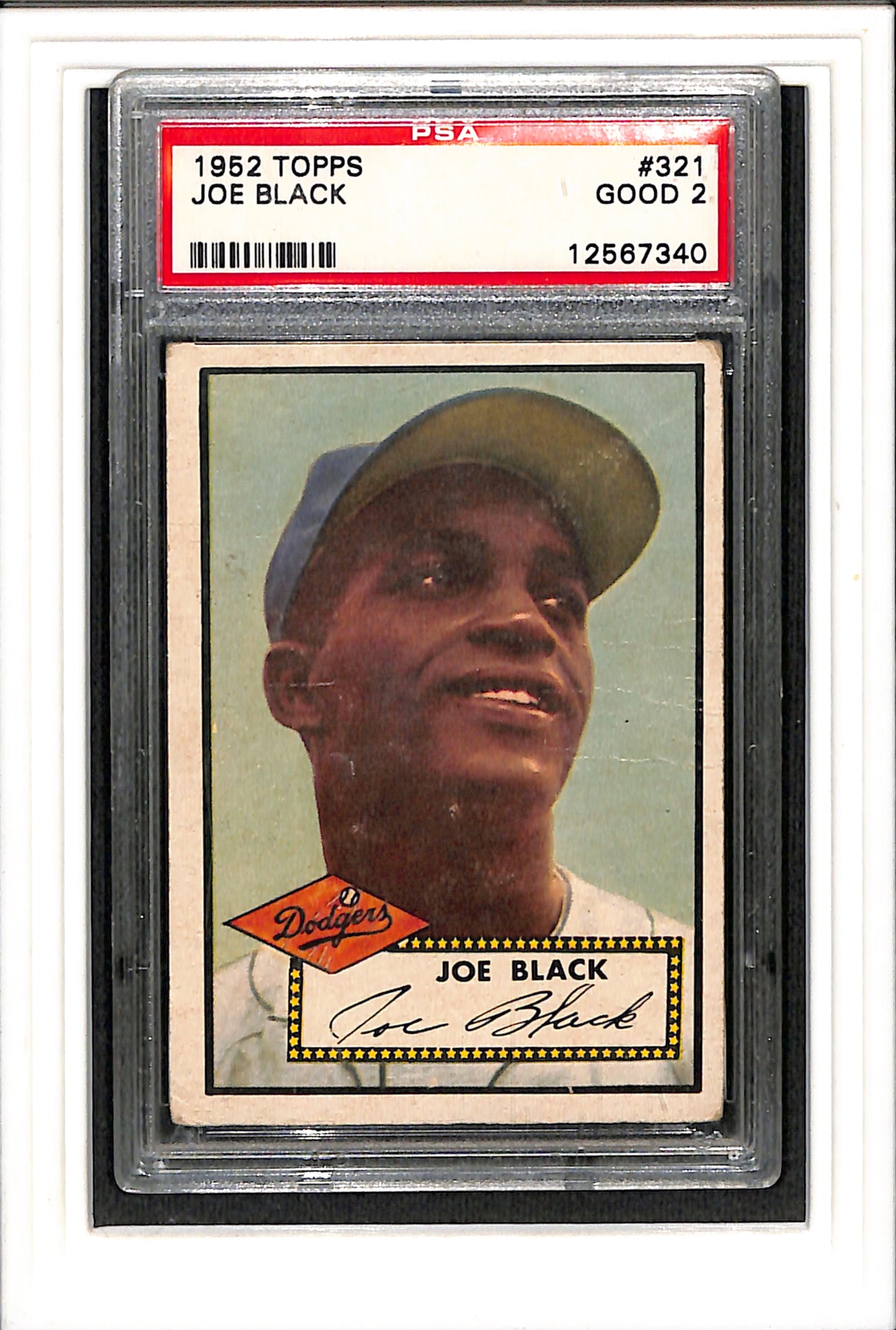1952 Topps #321 Joe Black PSA 2 SN 12567340
