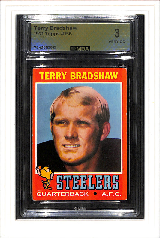 1971 Topps #156 Terry Bradshaw MBA 3 SN 7843885819 Wow!