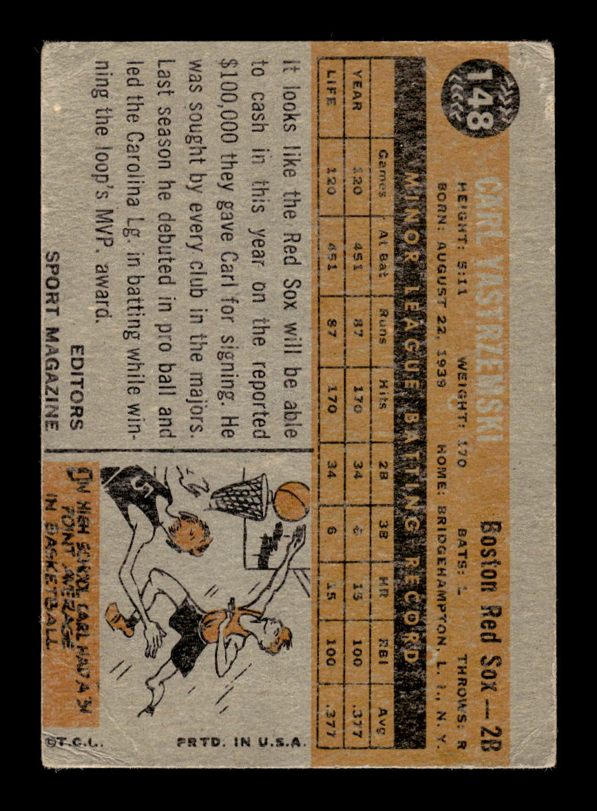 0006 - 1960 Topps #148 Carl Yastrzemski Boston Red Sox 10012353