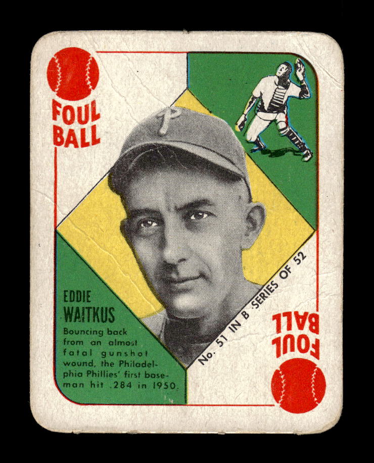 1951 Topps Blue Backs #51 Eddie Waitkus Philadelphia Phillies Poor 10012633