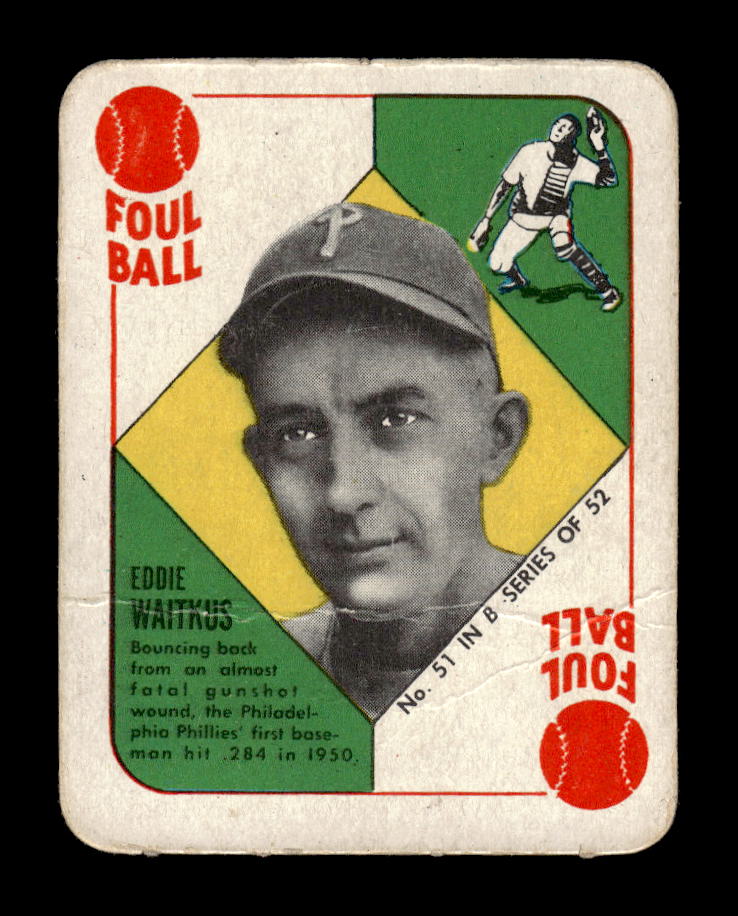 1951 Topps Blue Backs #51 Eddie Waitkus Philadelphia Phillies Poor 10012634