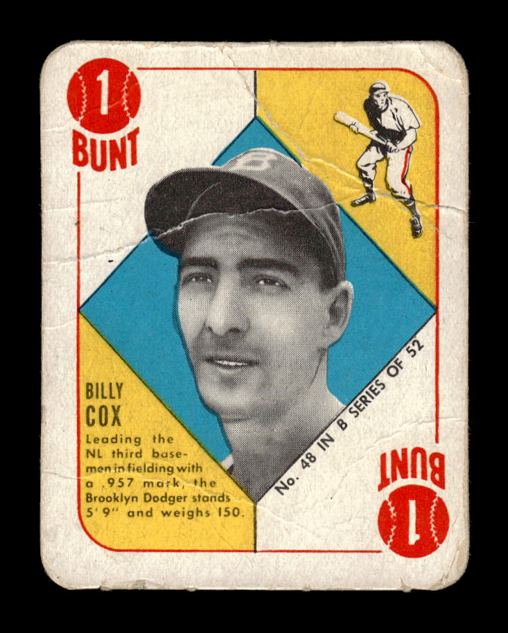 1951 Topps Blue Backs #48 Billy Cox Brooklyn Dodgers Poor 10012636