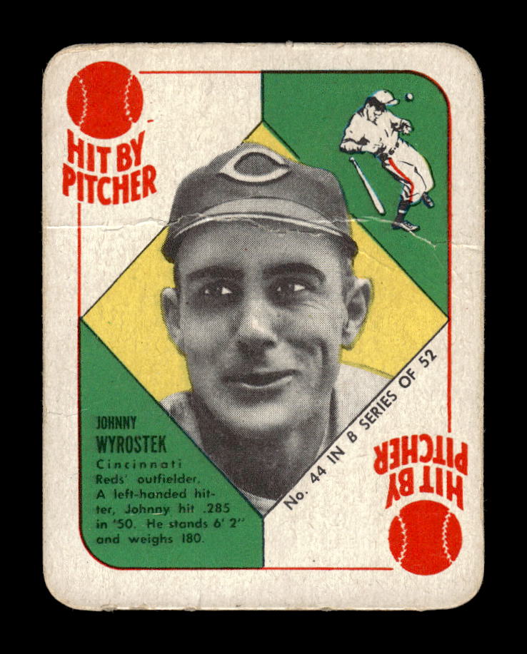 1951 Topps Blue Backs #44 Johnny Wyrostek Cincinnati Reds Poor 10012644