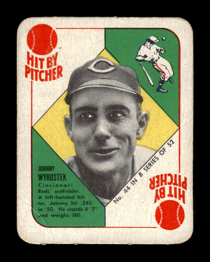 1951 Topps Blue Backs #44 Johnny Wyrostek Cincinnati Reds Poor 10012645