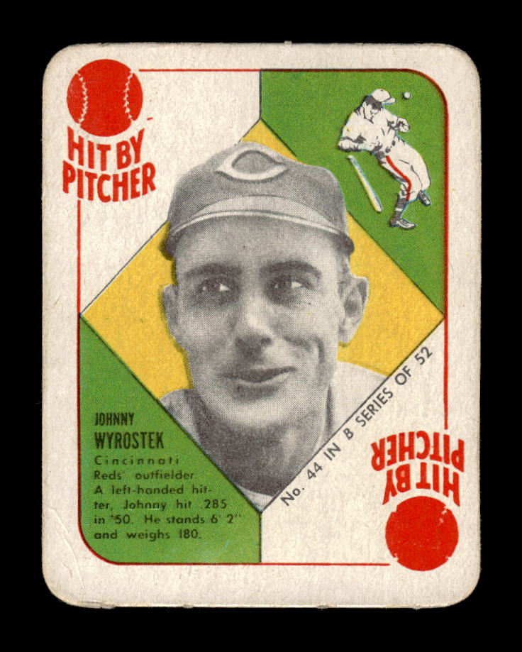 1951 Topps Blue Backs #44 Johnny Wyrostek Cincinnati Reds Poor 10012646