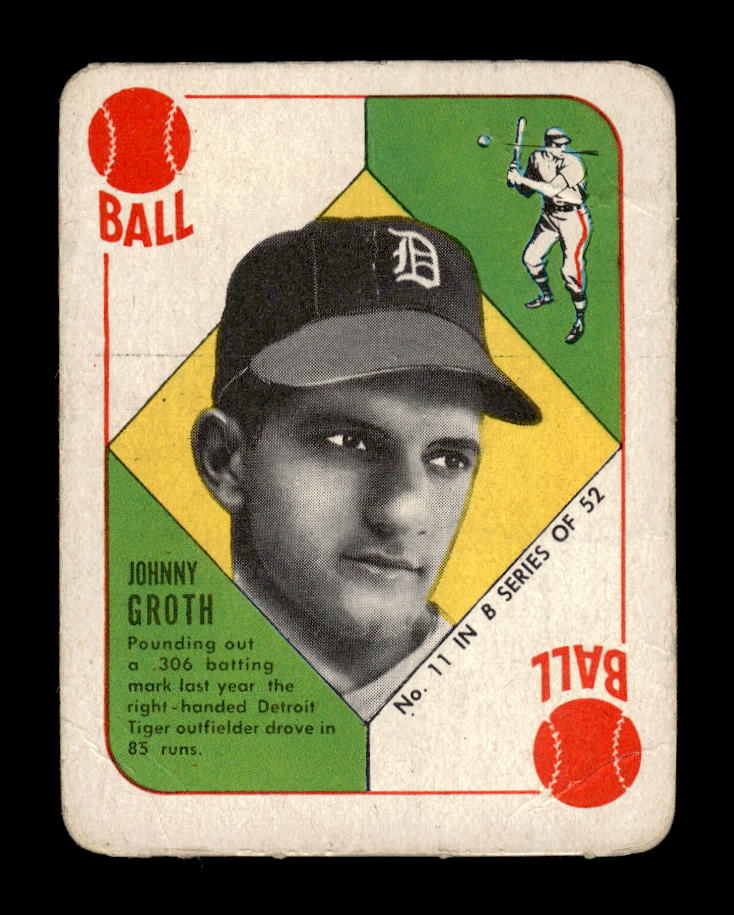 1951 Topps Blue Backs #11 Johnny Groth Detroit Tigers Poor 10012704