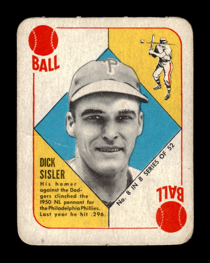 1951 Topps Blue Backs #8 Dick Sisler Philadelphia Phillies Poor 10012707