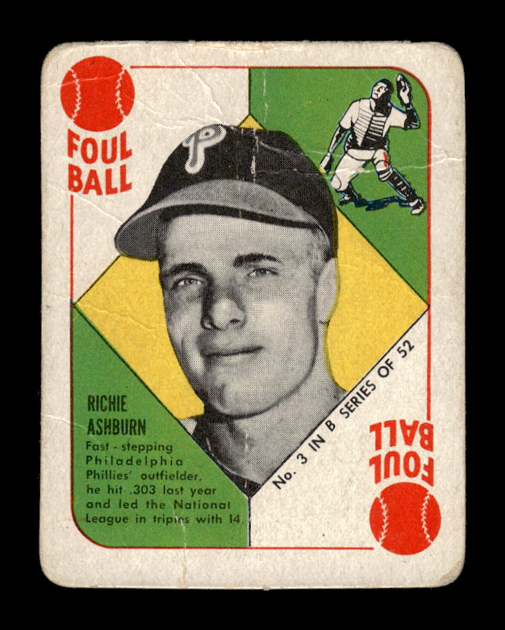 1951 Topps Blue Backs #3 Richie Ashburn Philadelphia Phillies Poor 10012716