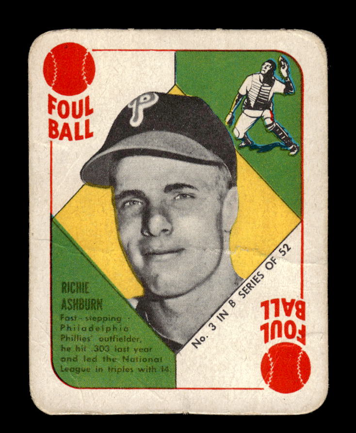1951 Topps Blue Backs #3 Richie Ashburn Philadelphia Phillies Poor 10012718