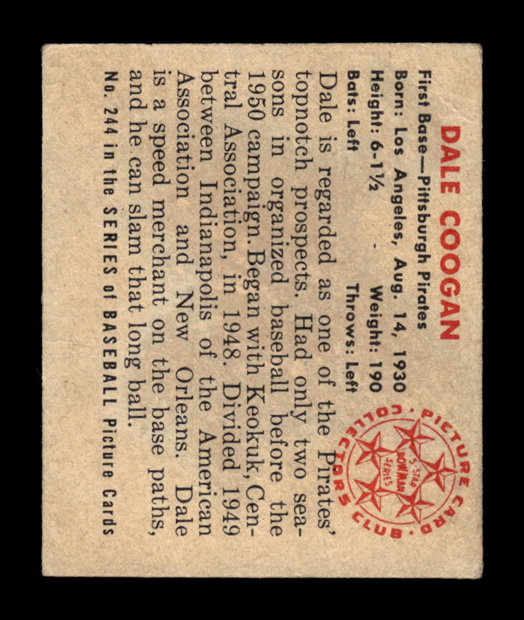 1950 Bowman #244 Dale Coogan Pittsburgh Pirates Poor 10012728