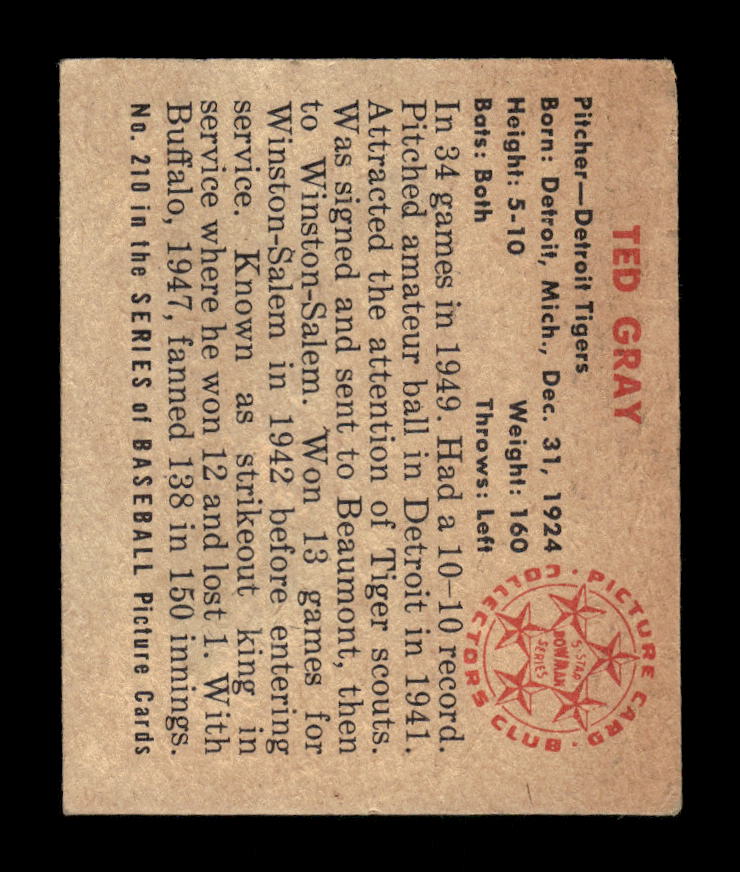 1950 Bowman #210 Ted Gray Detroit Tigers Poor 10012739