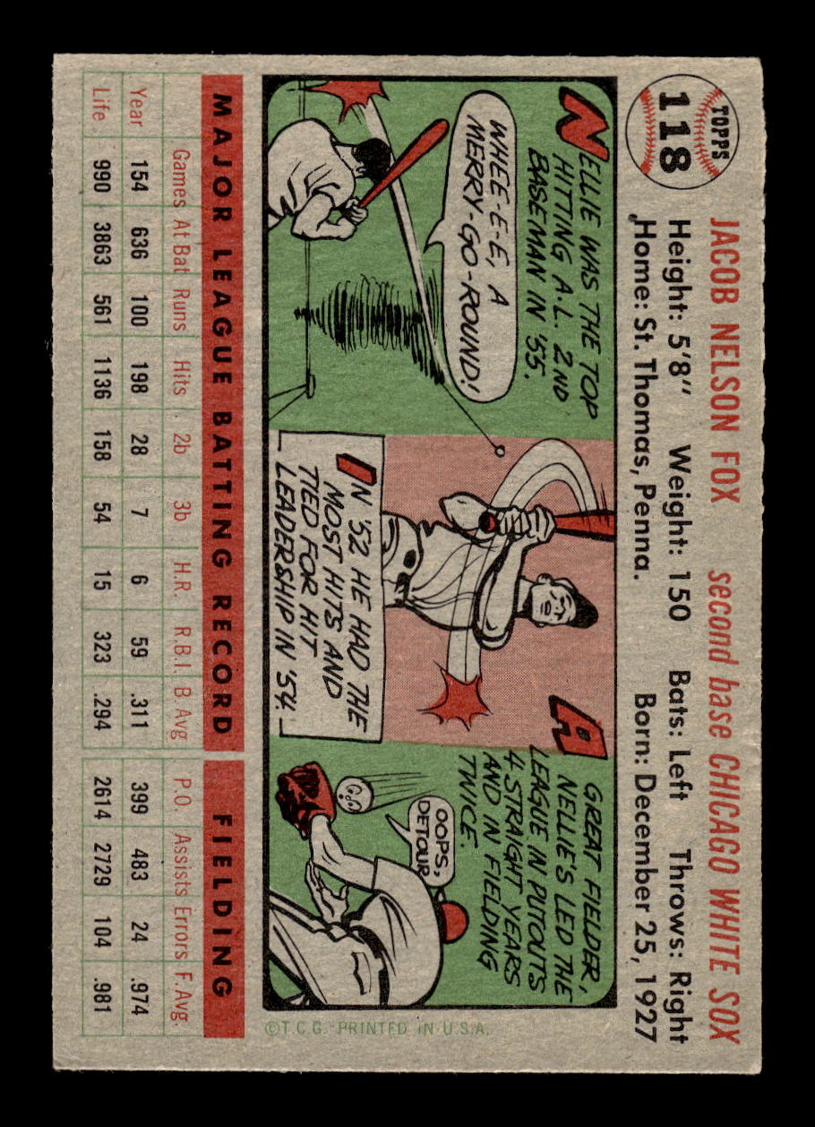 1956 Topps #118 Nellie Fox Chicago White Sox NMT 10012769