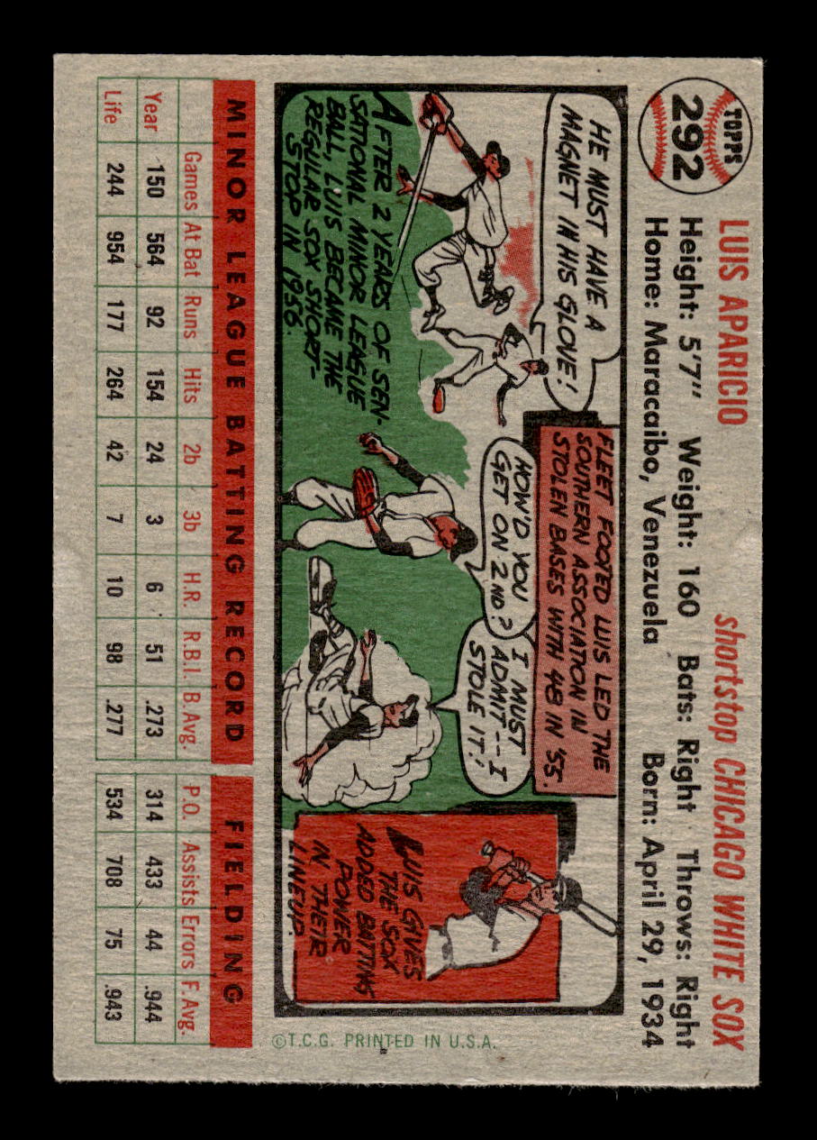 1956 Topps #292 Luis Aparicio Chicago White Sox NMT 10012773