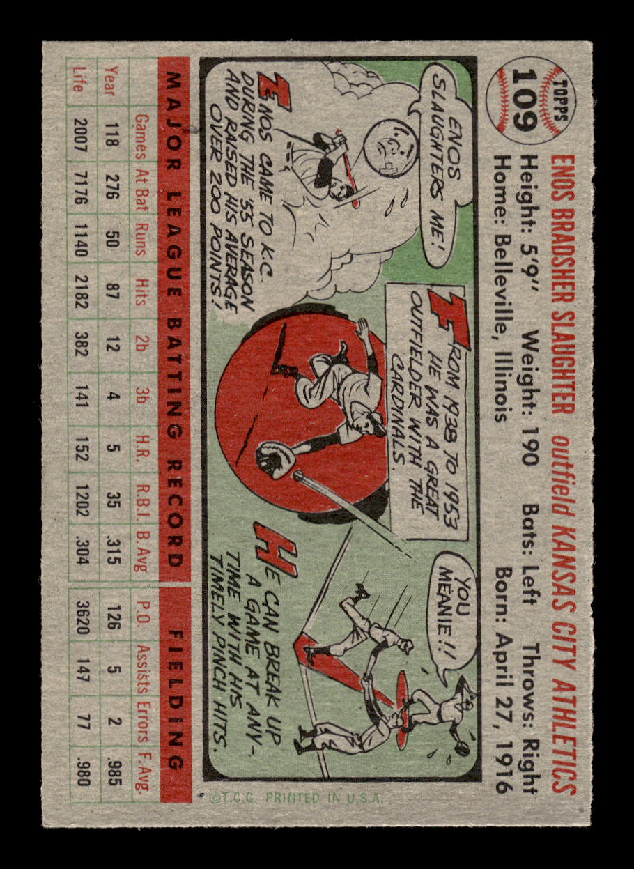 1956 Topps #109 Enos Slaughter Kansas City Athletics NMT 10012782