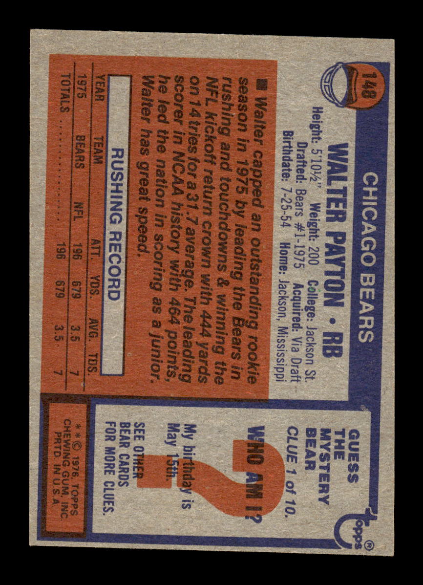 0011 - 1976 Topps #148 Walter Payton Chicago Bears EXMT 10012784