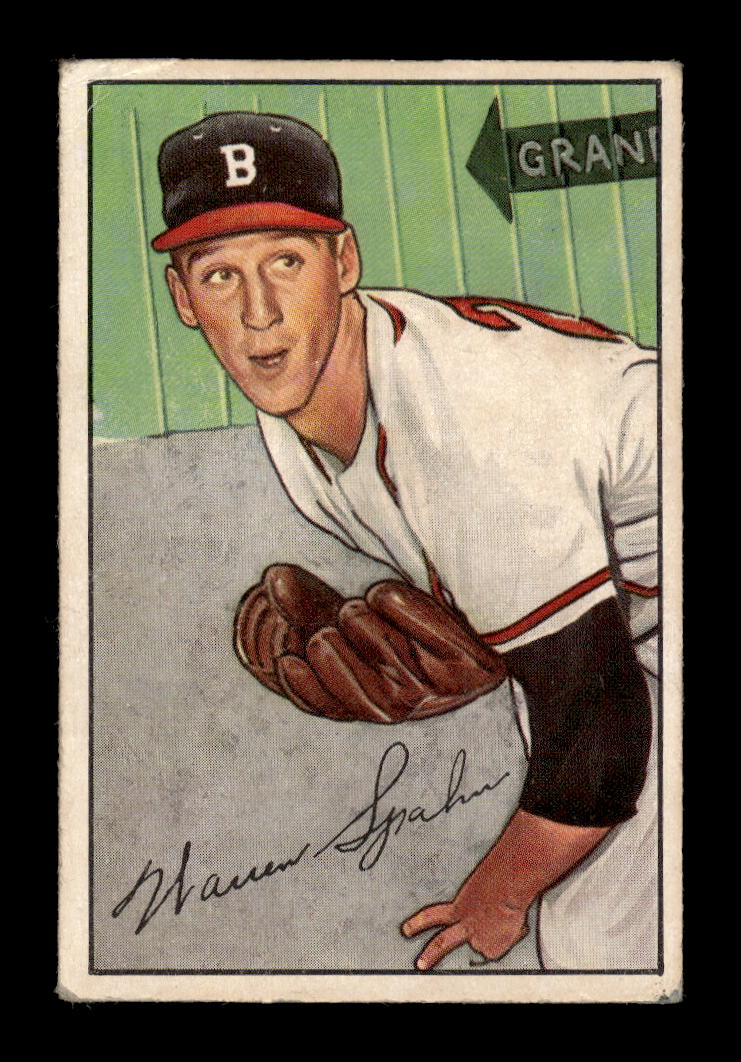 0005 - 1952 Bowman #156 Warren Spahn Boston Braves VG 10012792