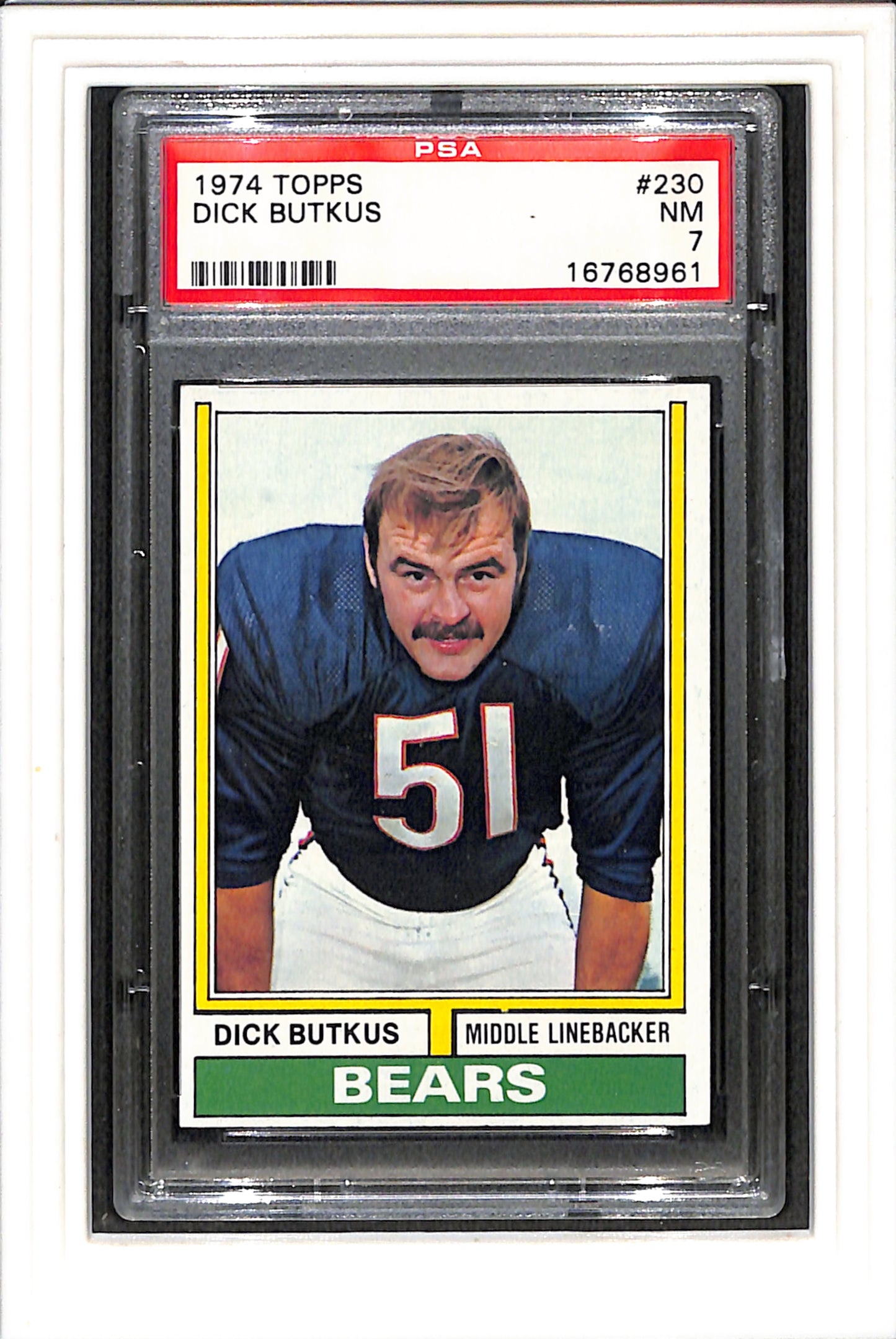 1974 Topps #230 Dick Butkus PSA 7 SN 16768961
