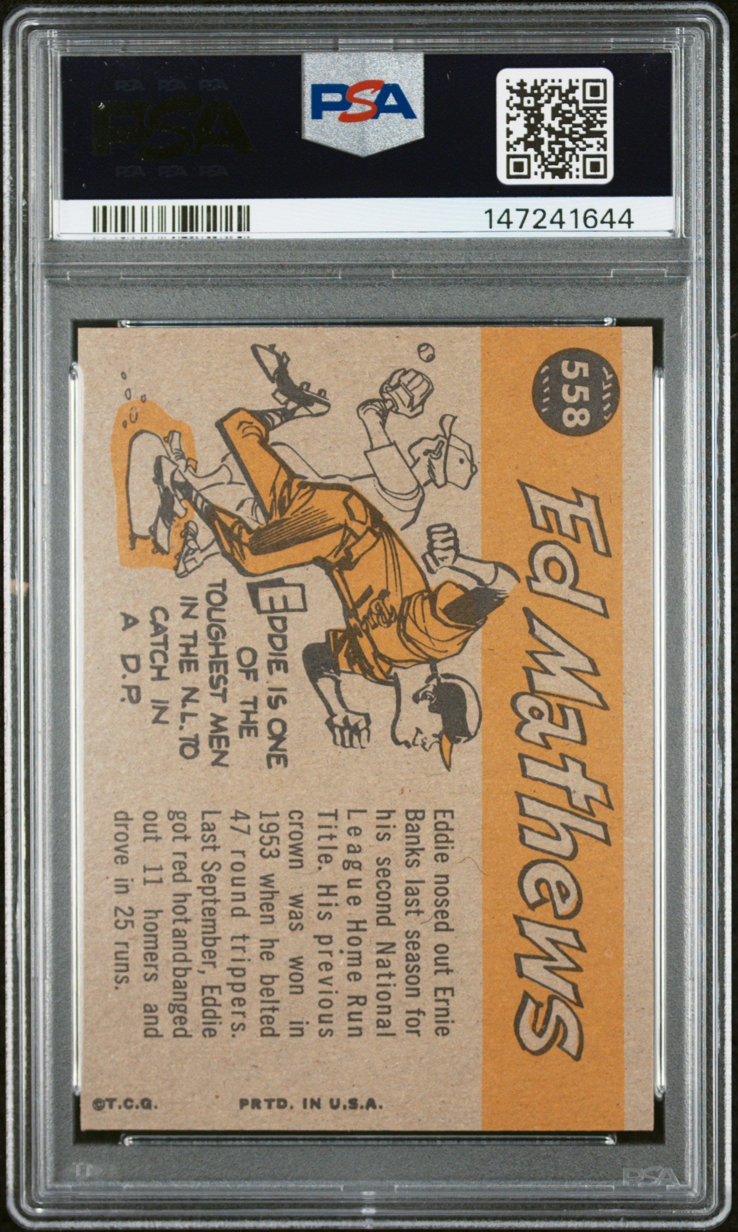 1960 Topps #558 Eddie Mathews All Star PSA 7 SN 147241644