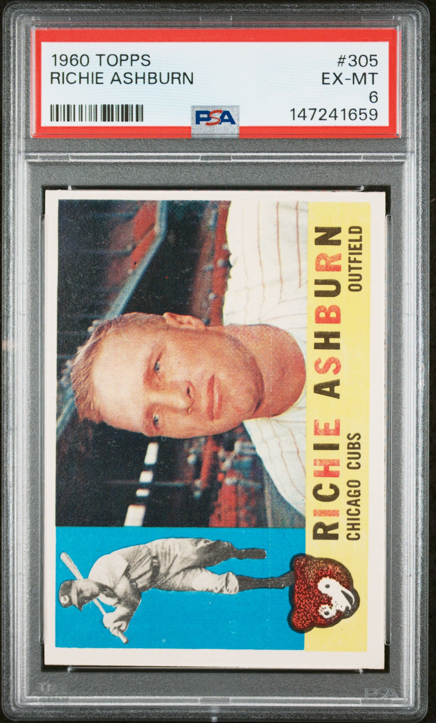 1960 Topps #305 Richie Ashburn PSA 6 SN 147241659