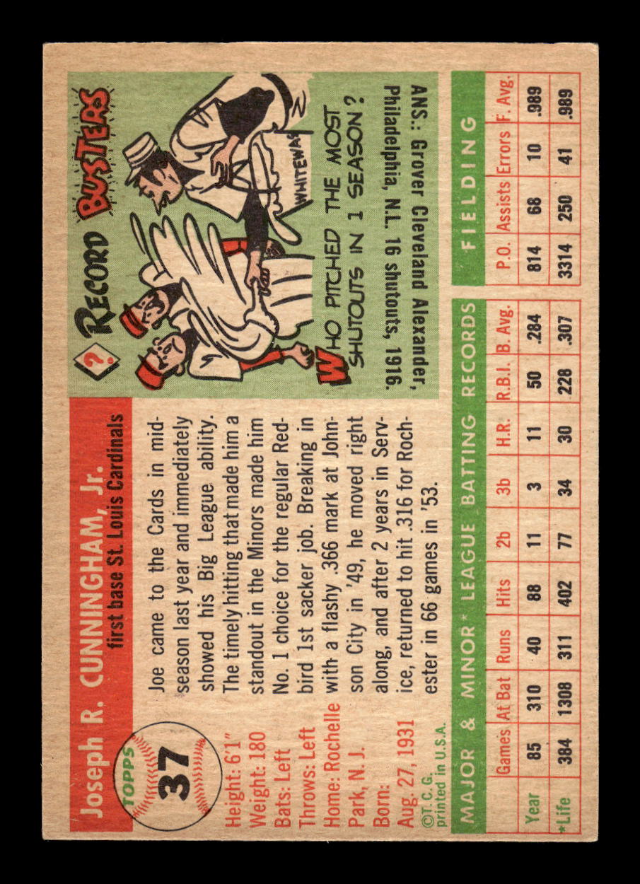 1955 Topps #37 Joe Cunningham St. Louis Cardinals EX 10012832