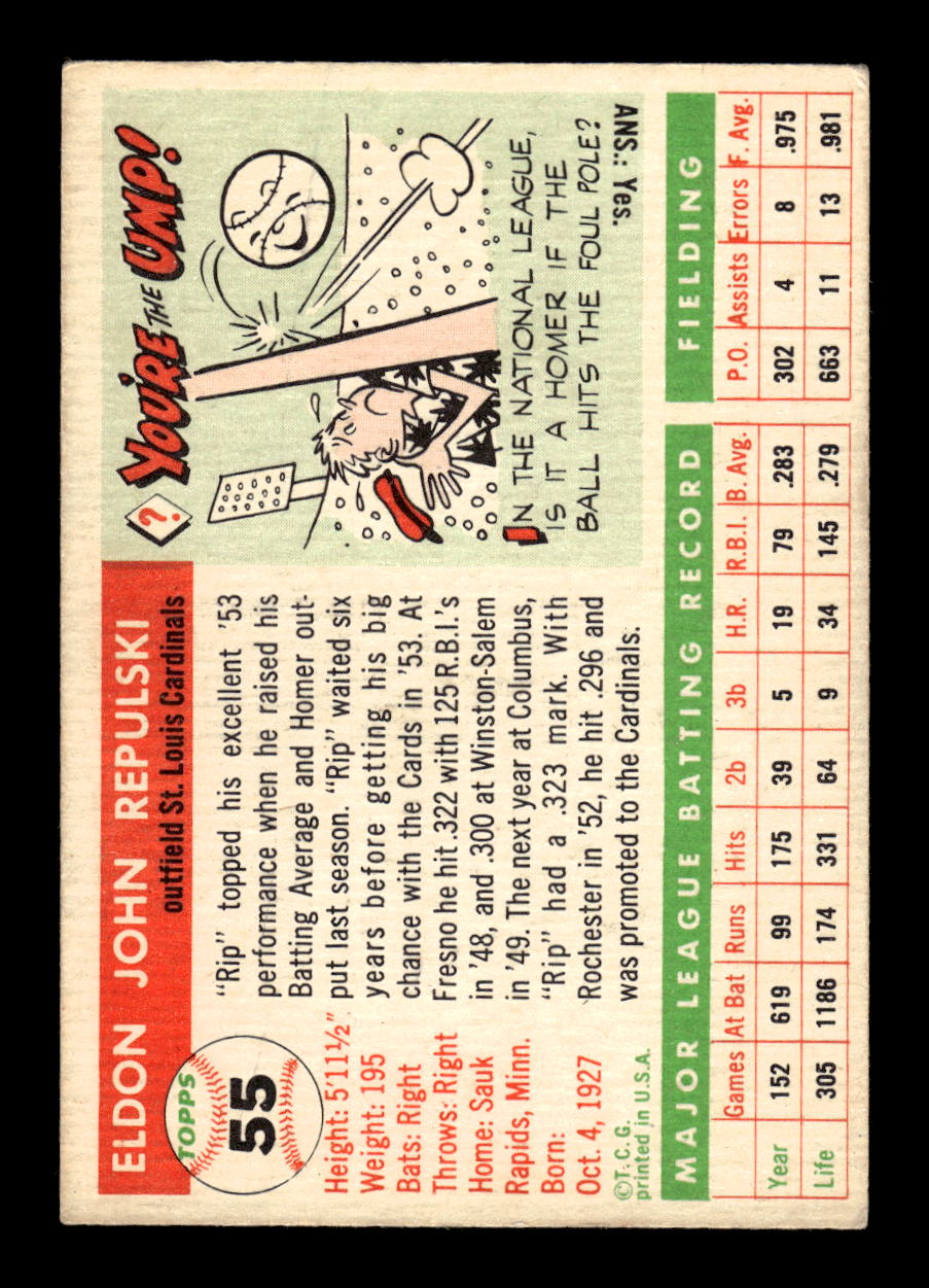 1955 Topps #55 Rip Repulski St. Louis Cardinals EX 10012843