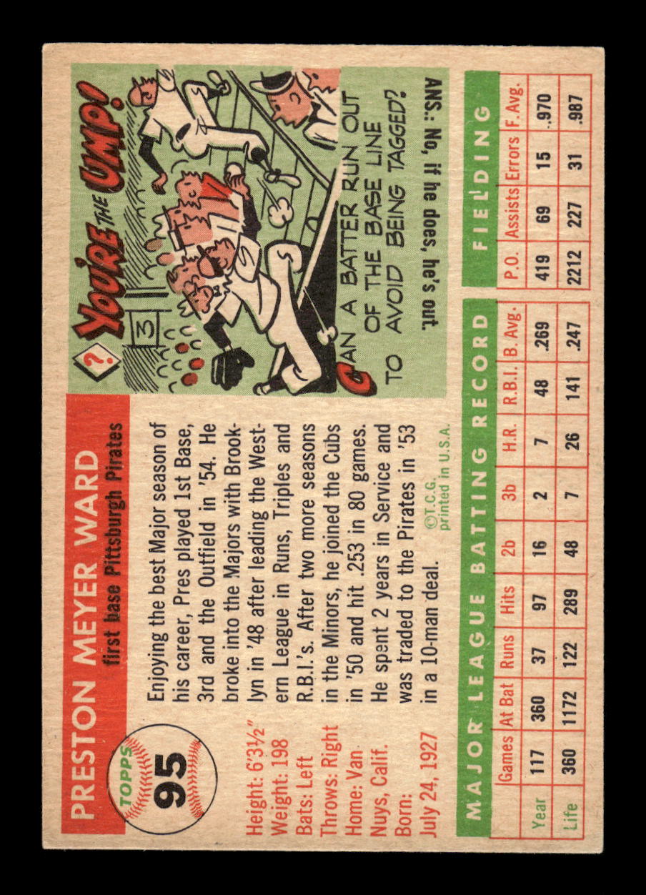 1955 Topps #95 Preston Ward Pittsburgh Pirates EX 10012863