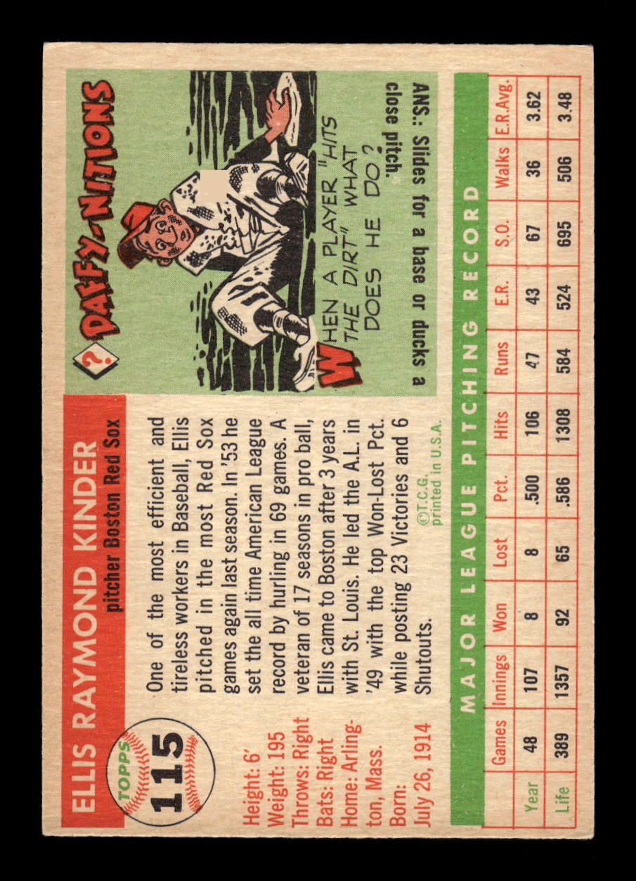 1955 Topps #115 Ellis Kinder Boston Red Sox EX 10012876