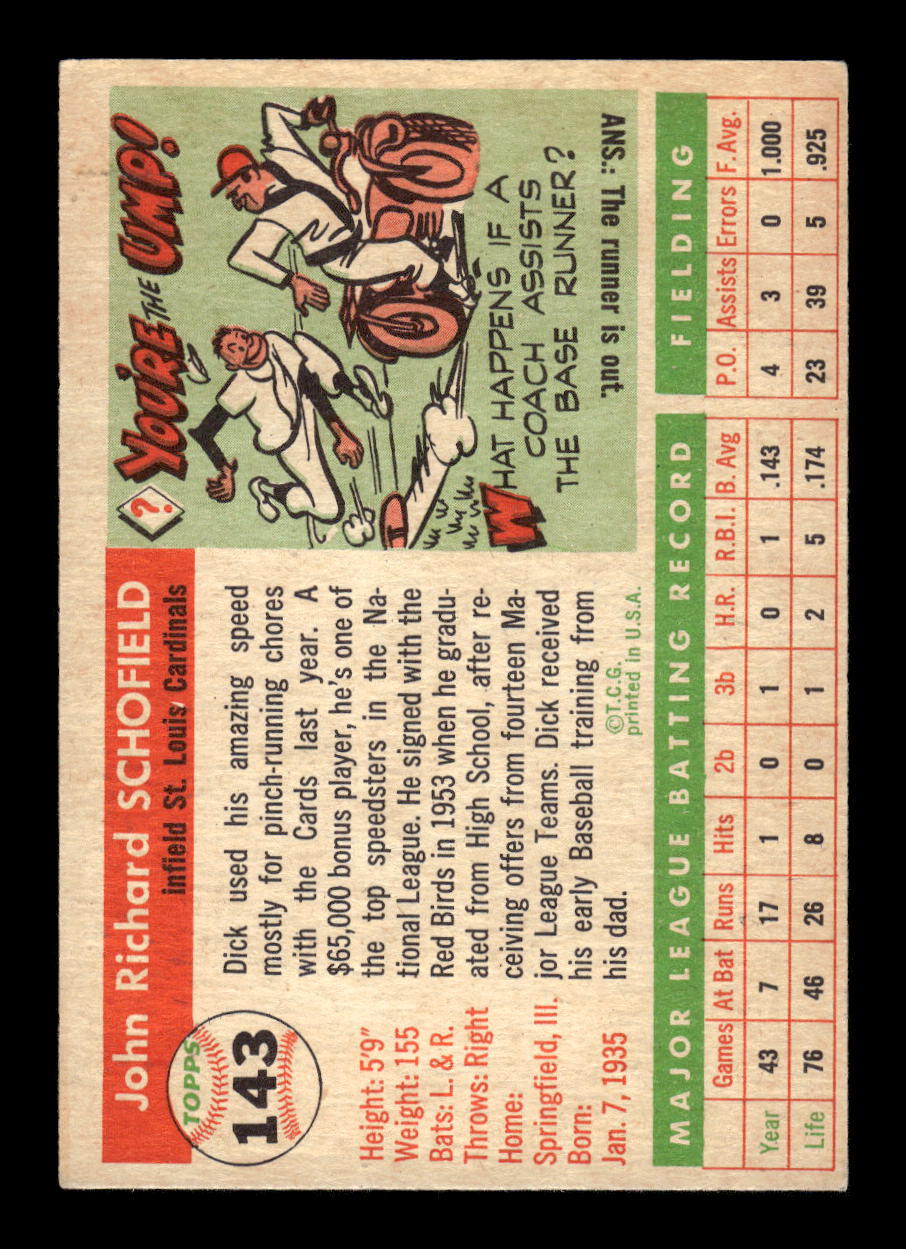 1955 Topps #143 Dick Schofield St. Louis Cardinals EX 10012890